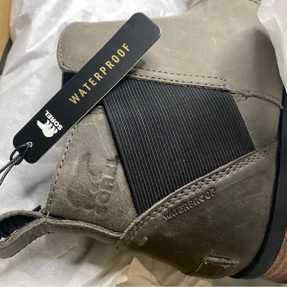 Sorel Emelie Chelsea NEW IN BOX Waterproof Boots Brown grey mushroom size‎ 7 - Picture 11 of 11